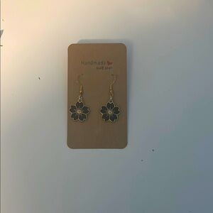 Handmade Black Flower Earrings